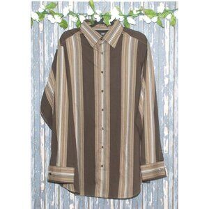 Murano Men's Dress Shirt Size Big & Tall 2XT Brown Stripe French Cuffs Career